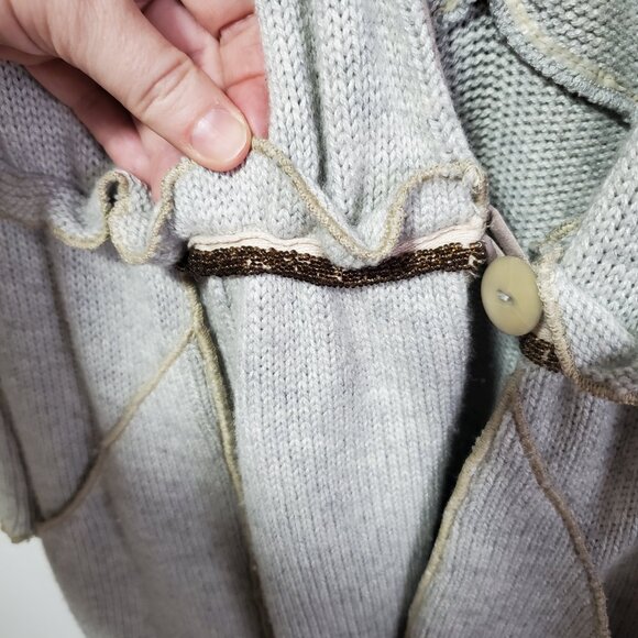 TINY by Anthropologie Wool Blend Knit Cardigan Sweater Coat Grey Women's Large - Picture 7 of 15